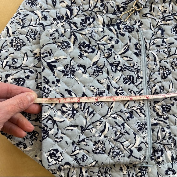 Vera Bradley Light Blue and Navy Quilted Floral Tote with Zip Pouch - Picture 11 of 14